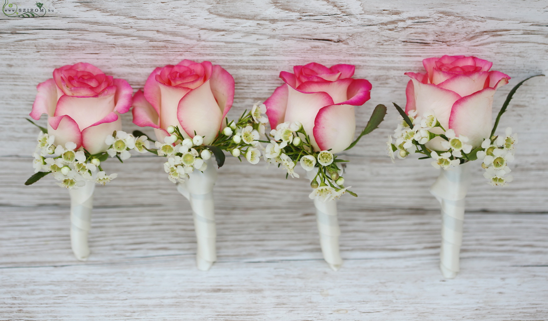 flower delivery Budapest - Brooch (rose, way flower, pink, white) 1pc