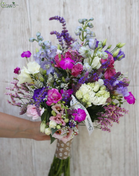 flower delivery Budapest - purple-pink summer season-bouquet 