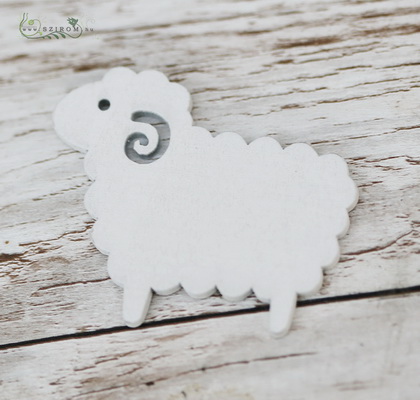 flower delivery Budapest - small white wooden lamb (5cm)