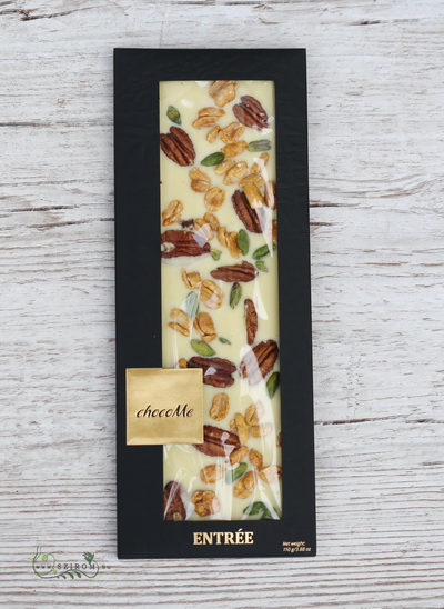 flower delivery Budapest - chocoMe Handmade White Chocolate with Pecan, Peanut, Pistachio (110g)