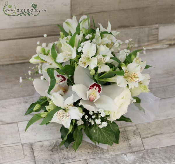 Blumenlieferung nach Budapest - decoration mit Cymbidium und Alstromeria (12 St)