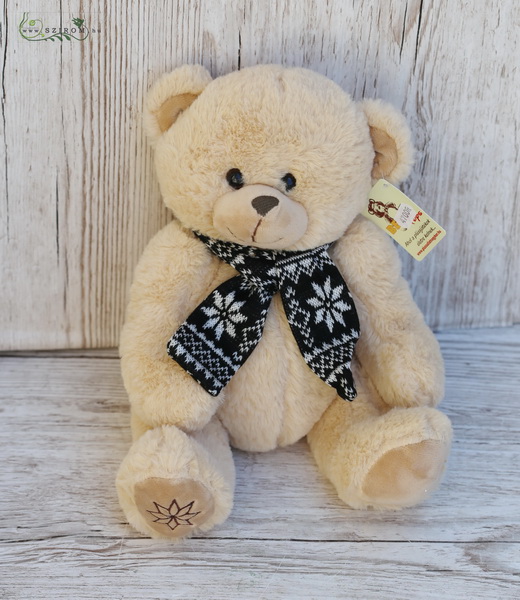 Blumenlieferung nach Budapest - Plush Teddy mit Schal 26cm