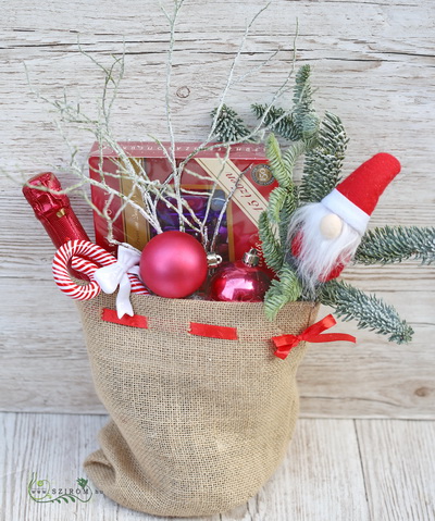 Blumenlieferung nach Budapest - Weihnachtsmann-Paket mit Weihnachtszucker und Champagner