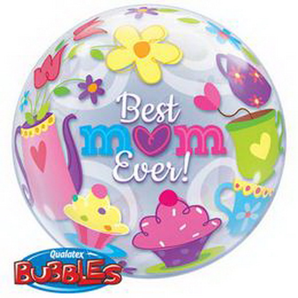 flower delivery Budapest - Best mum balloon on stick, transparent, 45cm