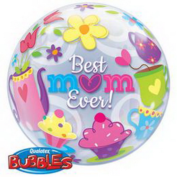 Blumenlieferung nach Budapest - Bester Mutter Ballon am Stock, transparent, 45 cm