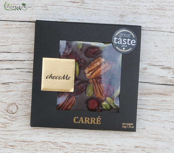 flower delivery Budapest - ChocoMe 50g dark chocolate, pecans, cranberries, pistachios
