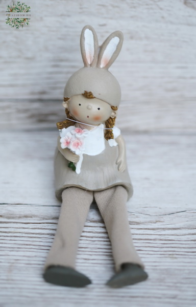 flower delivery Budapest - ceramic Bunny-girl with hanging legs (18cm)