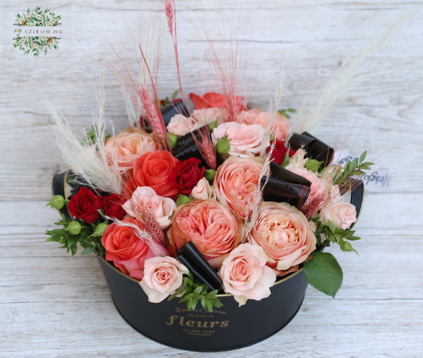 flower delivery Budapest - Peach roses flower bowl (16 stems)