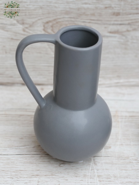 flower delivery Budapest - gray ceramic vase (14.2 x 11.8 x 20.5 cm )