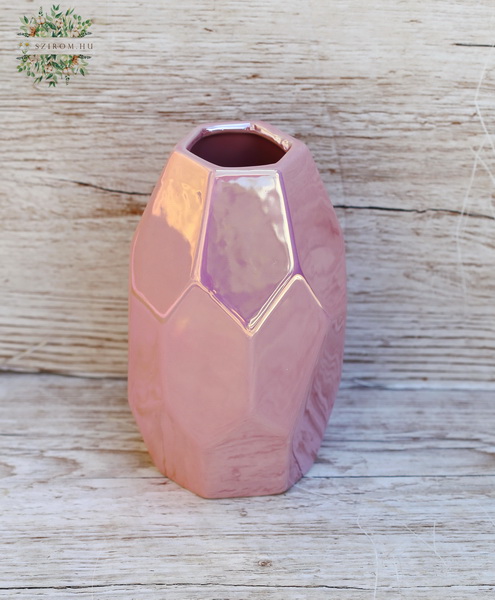 flower delivery Budapest - Pink ceramic vase 17cm