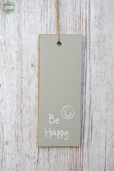 flower delivery Budapest - Be happy hanging wood decor 24 x 9 cm 