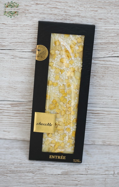 Blumenlieferung nach Budapest - ChocoMe Entrée Weißes Schokoladendessert, kandierte Zitronenschale, Bourbon-Vanille, Pfirsich
