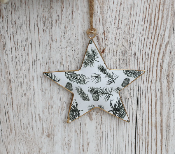 flower delivery Budapest - Hanging star ornament with pine pattern