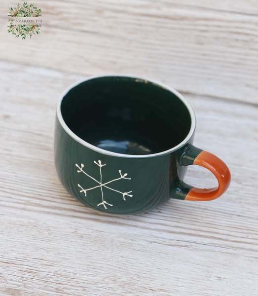 flower delivery Budapest - Snowflake mug, dark green