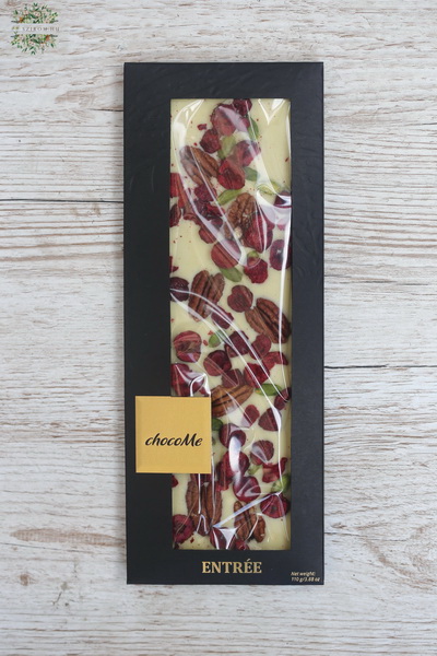 flower delivery Budapest - ChocoMe Entrée white chocolate with pecans, Bronte pistachios, cherries (110g)