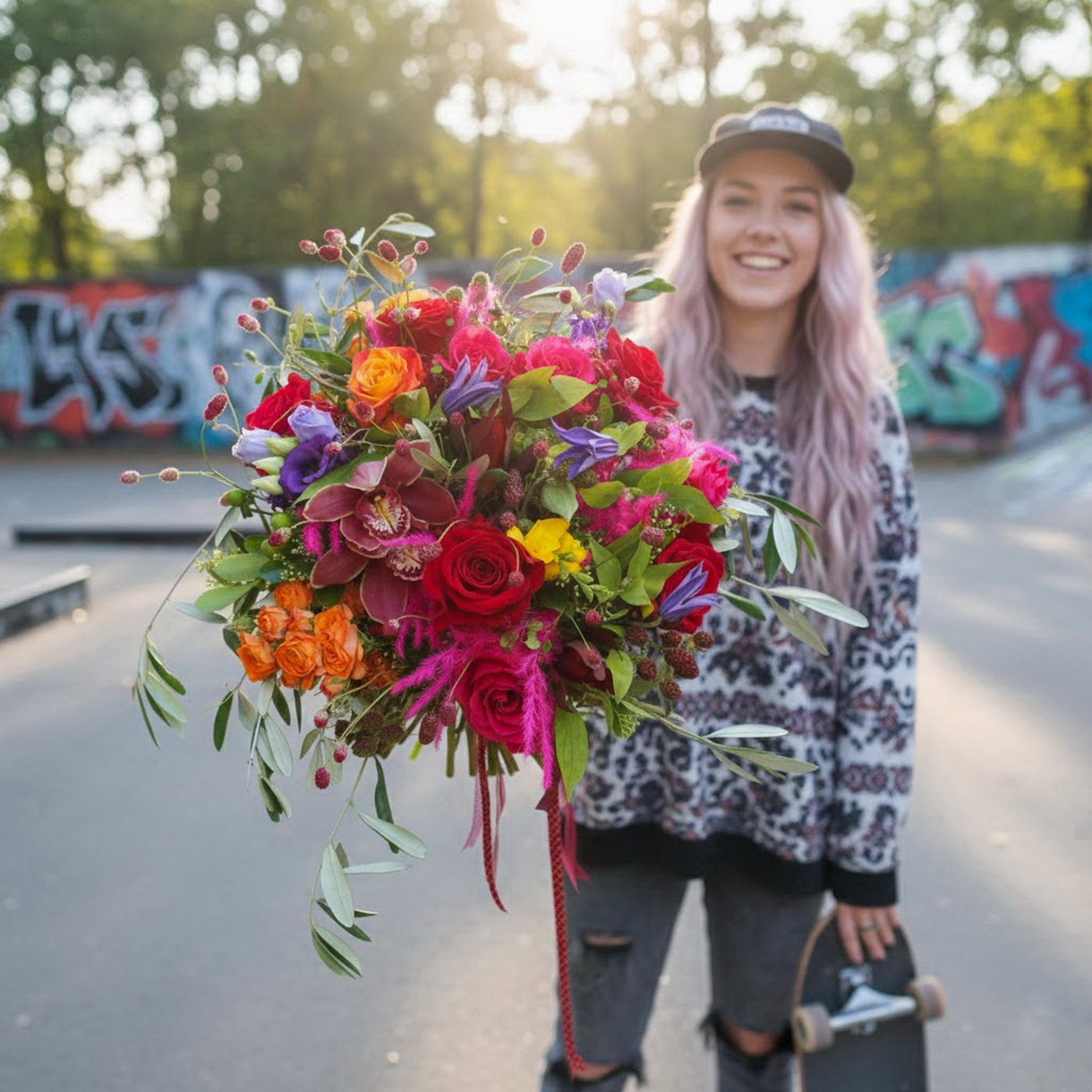 Blumenlieferung nach Budapest - Flammenfarbener Strauß (26 Stiele)