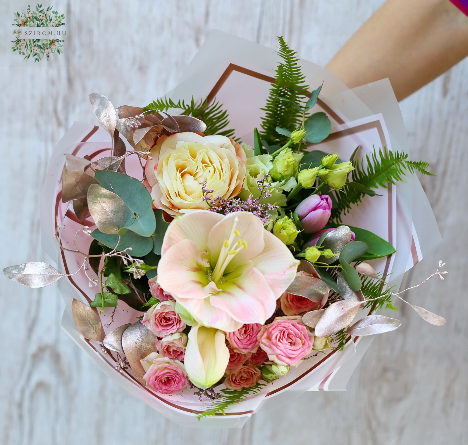 Blumenlieferung nach Budapest - Kleiner runder Strauß mit Amaryllis (8 Stiele)