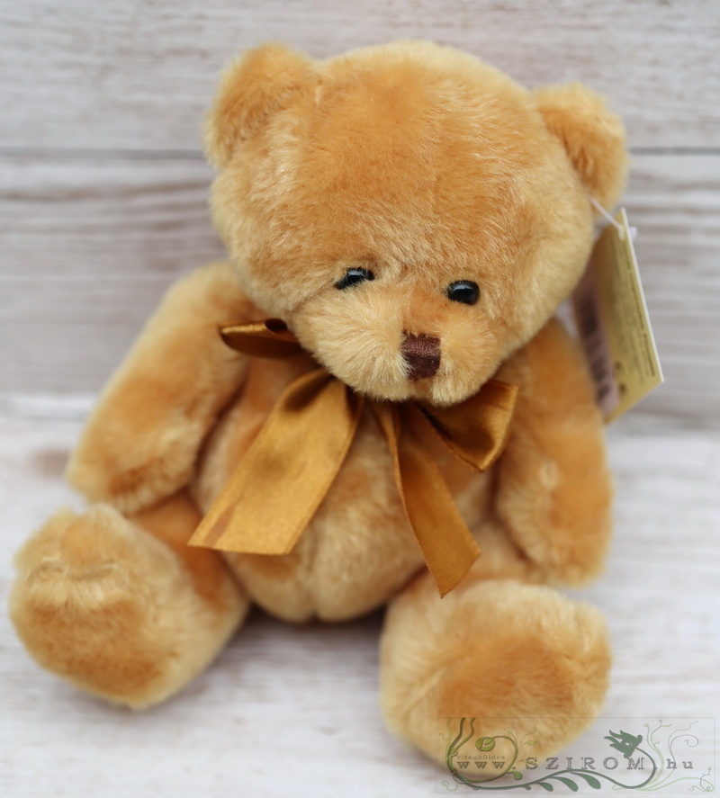 Blumenlieferung nach Budapest - rostbrauner Teddybär mit Schleife (14cm)