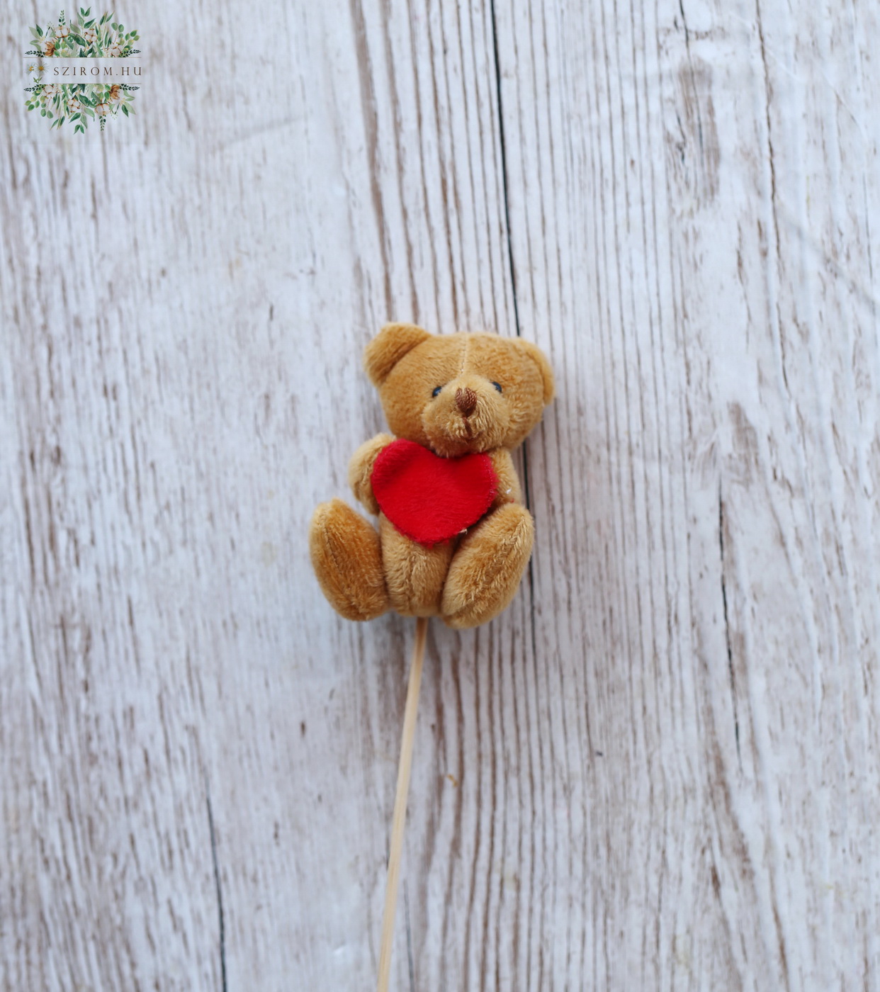 flower delivery Budapest - brown teddybear with a heart on a stick