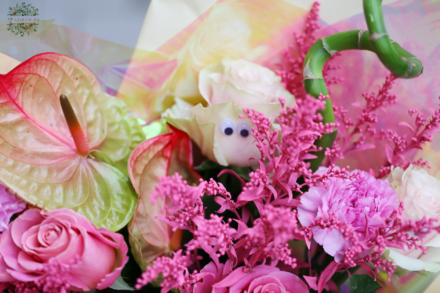 Blumenlieferung nach Budapest - Fröhlicher Halbmondstrauß mit Augen (16 Stränge)
