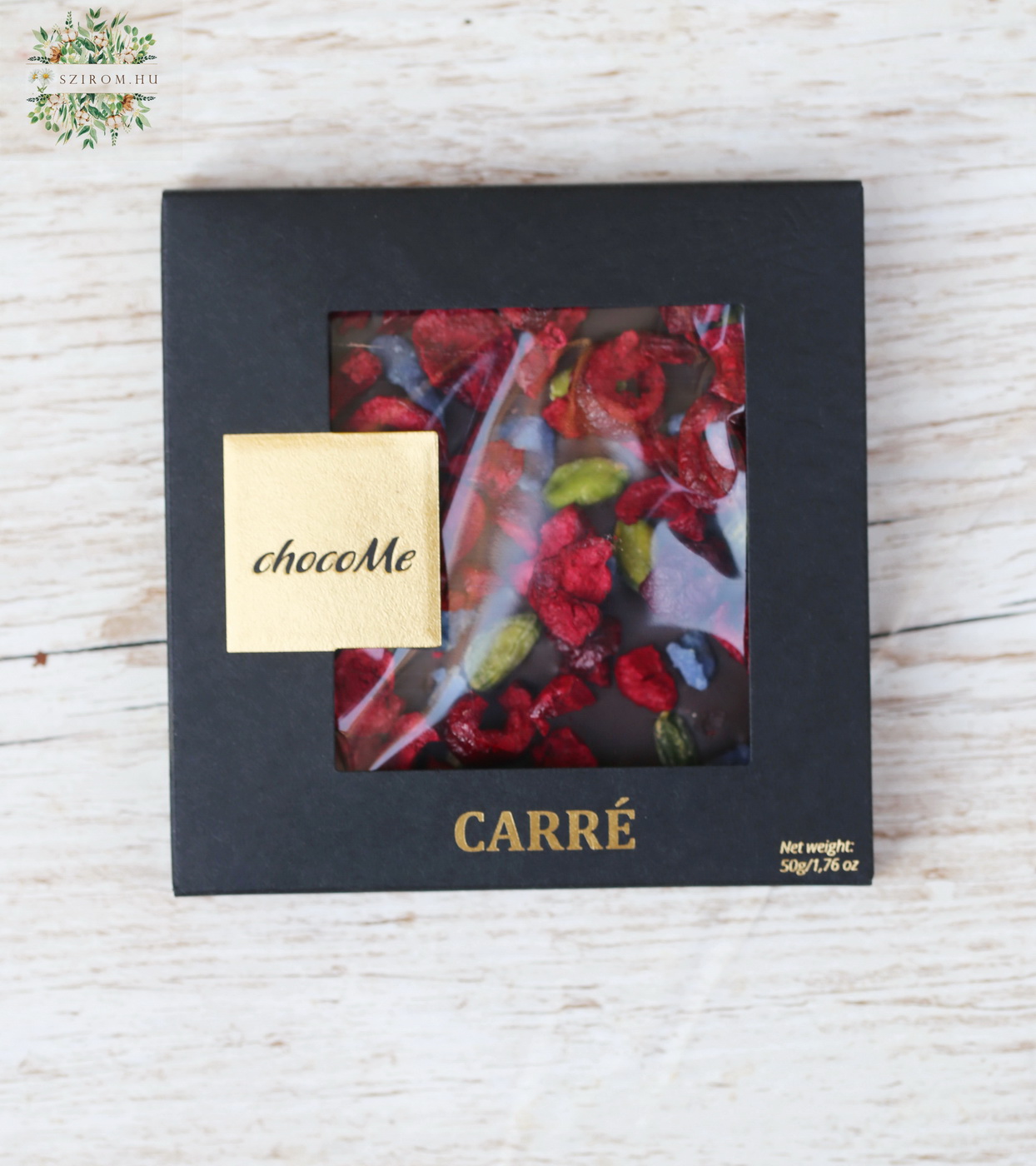 Blumenlieferung nach Budapest - ChocoMe 50g dunkle Schokolade Pistazie, Erdbeere, Sauerkirsche, Violett
