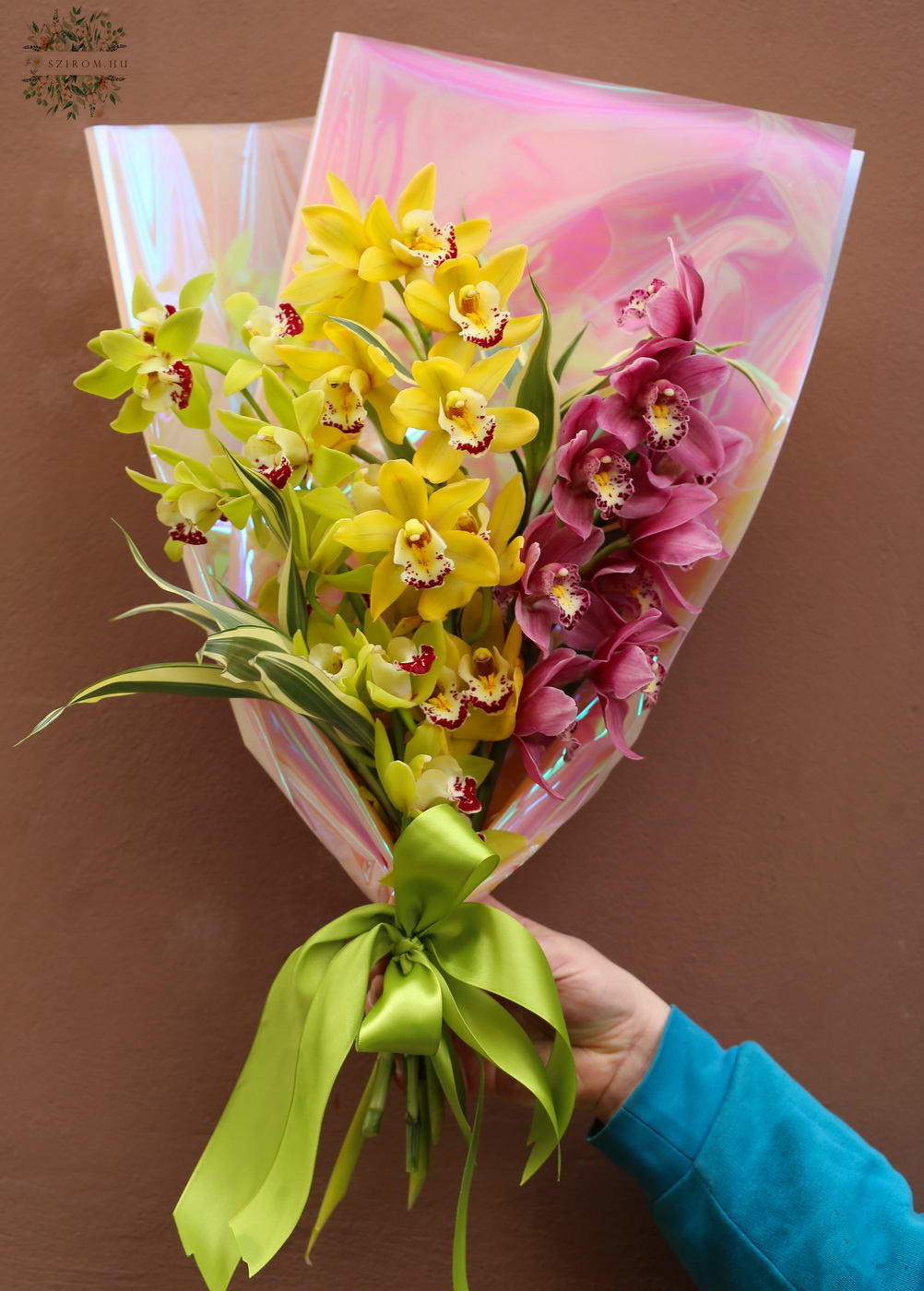 Blumenlieferung nach Budapest - Bunte Mini Cymbidium Orchideen im Strauss