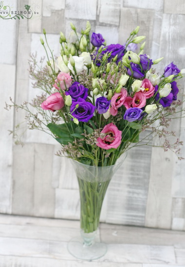 flower delivery Budapest - 10 lisianthuses with 10 meadow flowers in vase 