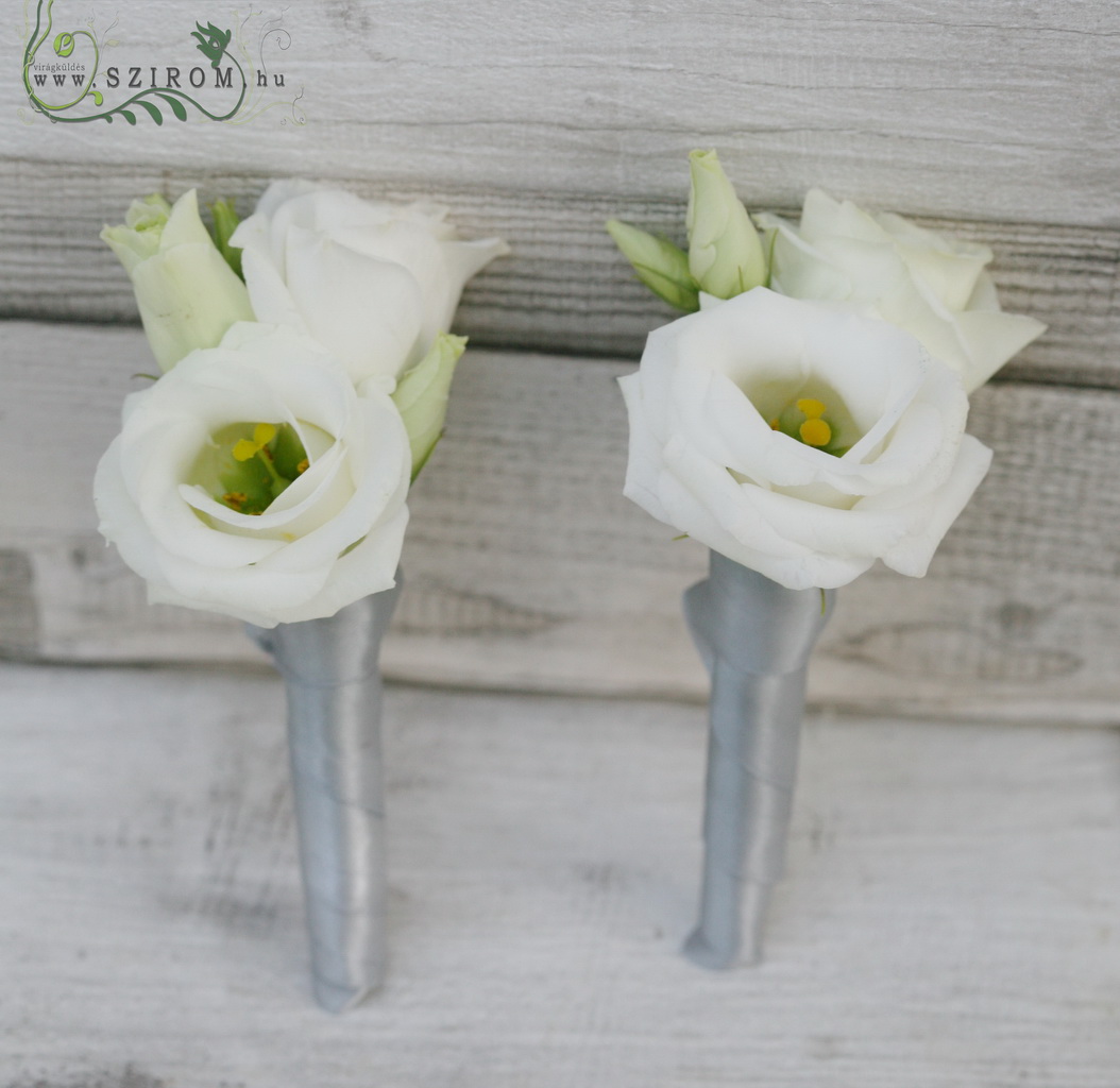 flower delivery Budapest - Boutonniere of lisianthus (white, silver) 1pc