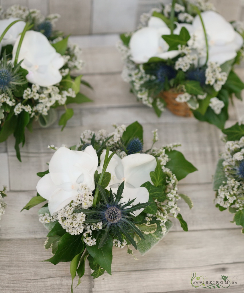 flower delivery Budapest - Small centerpieces with white orchids, 1pc, wedding