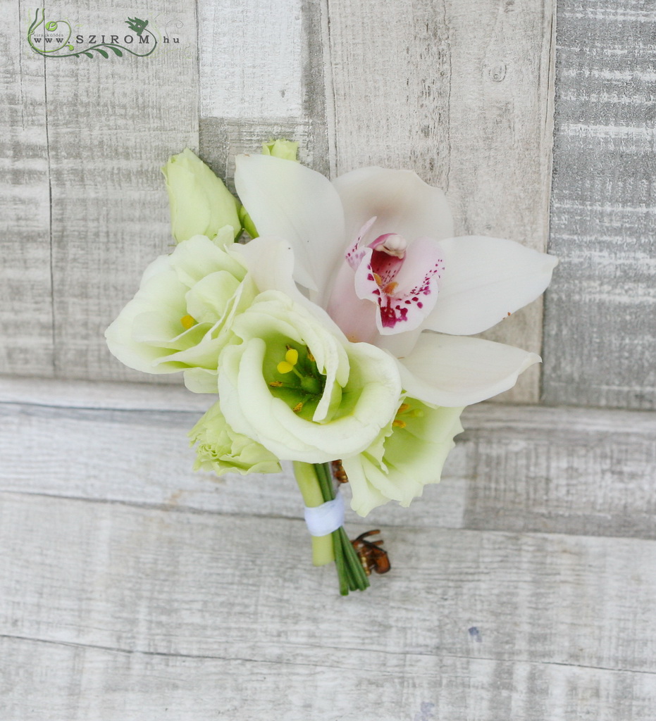 flower delivery Budapest - hair flowers, orchid and lisianthus (white)