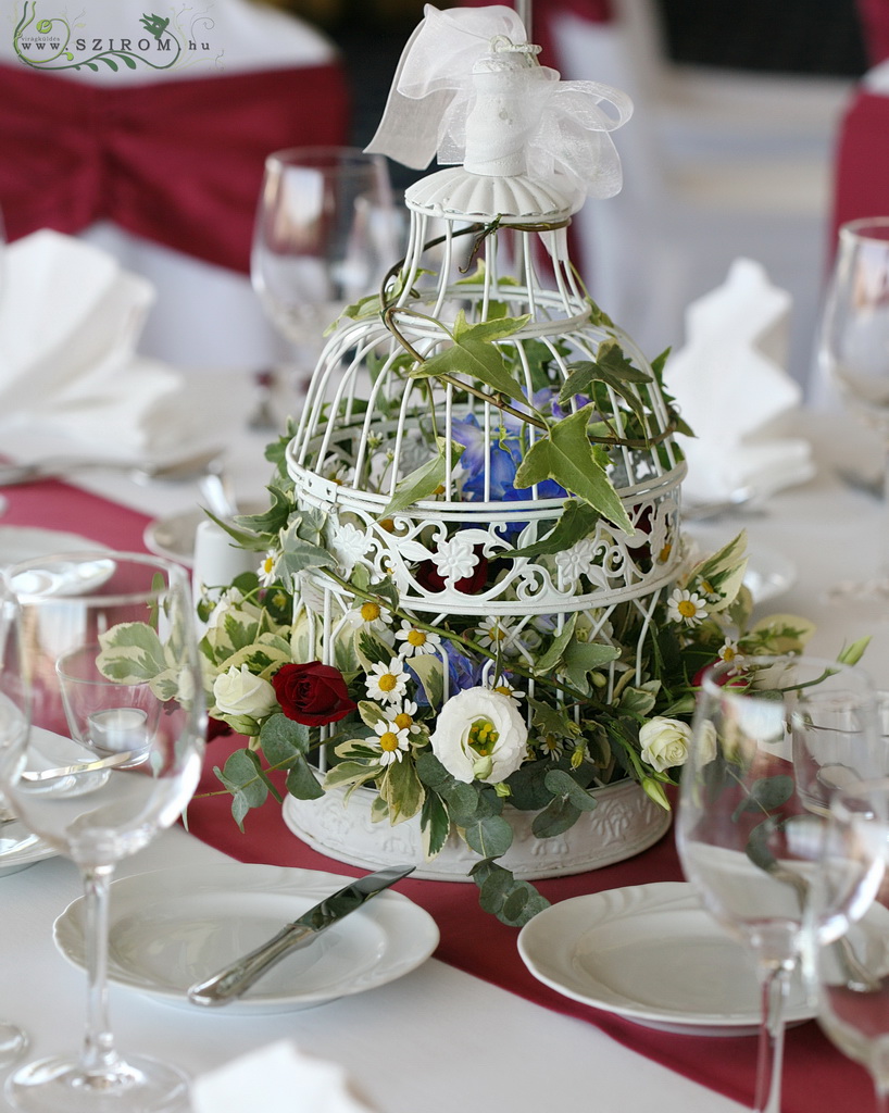 flower delivery Budapest - Flowers in cage Marriott Budapest (delphinium, alstroemeria, spray rose, amber), wedding