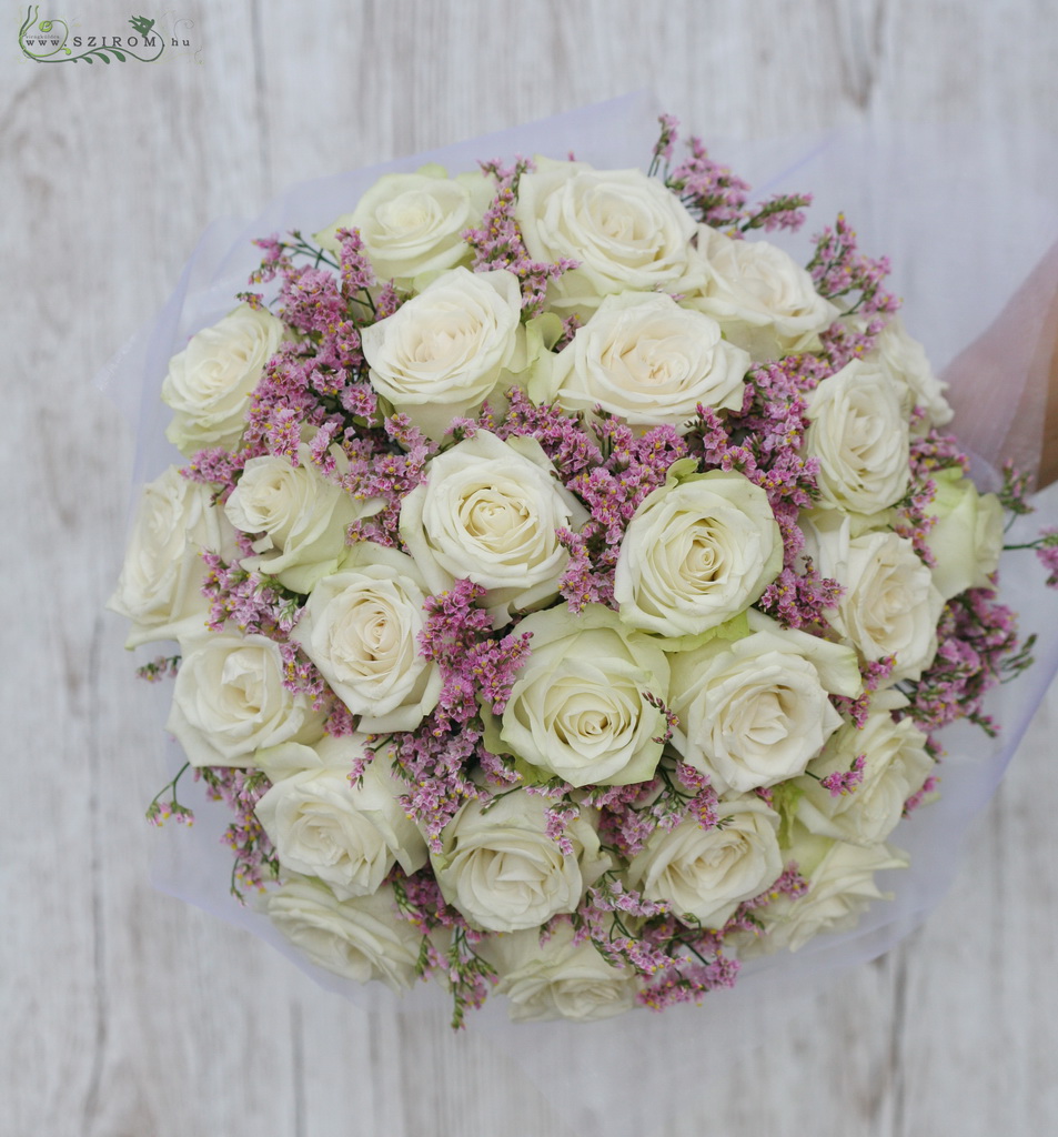 menyasszonyi csokor (rózsa, sóvirág, rózsaszín, fehér )