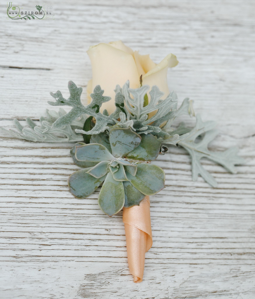 flower delivery Budapest - Boutonniere of rose (peach)