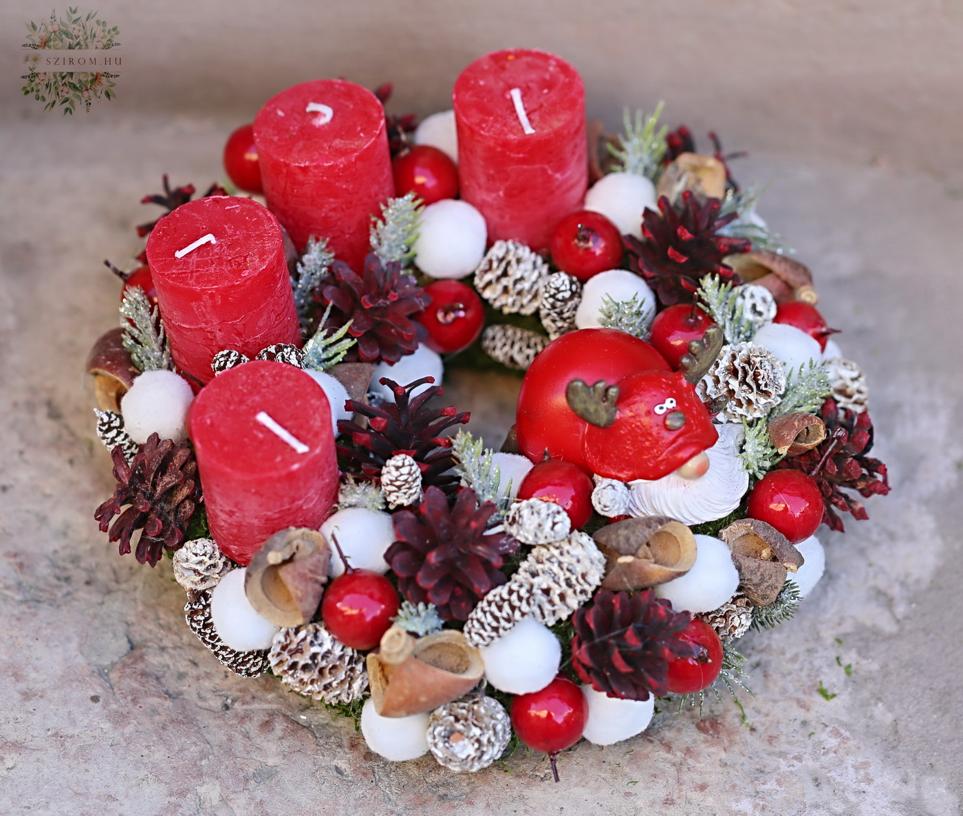 flower delivery Budapest - Advent wreath with Santa (22 cm)