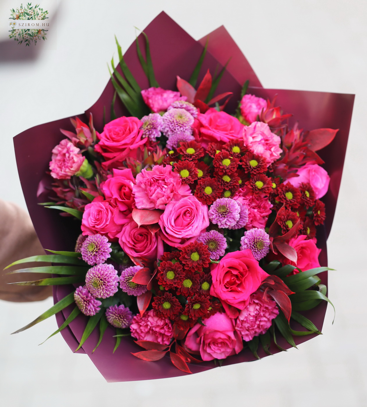 Blumenlieferung nach Budapest - pinker-roter Rosenstrauss (23Blüten)