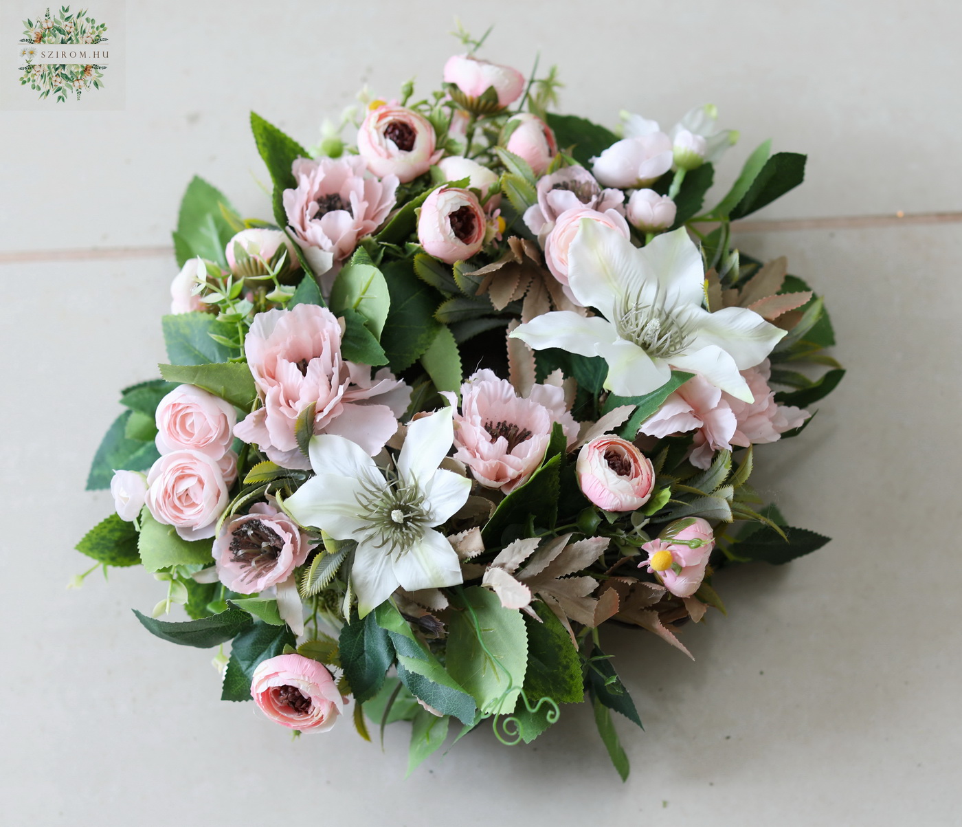 flower delivery Budapest - Spring Silkflower wreath 28cm