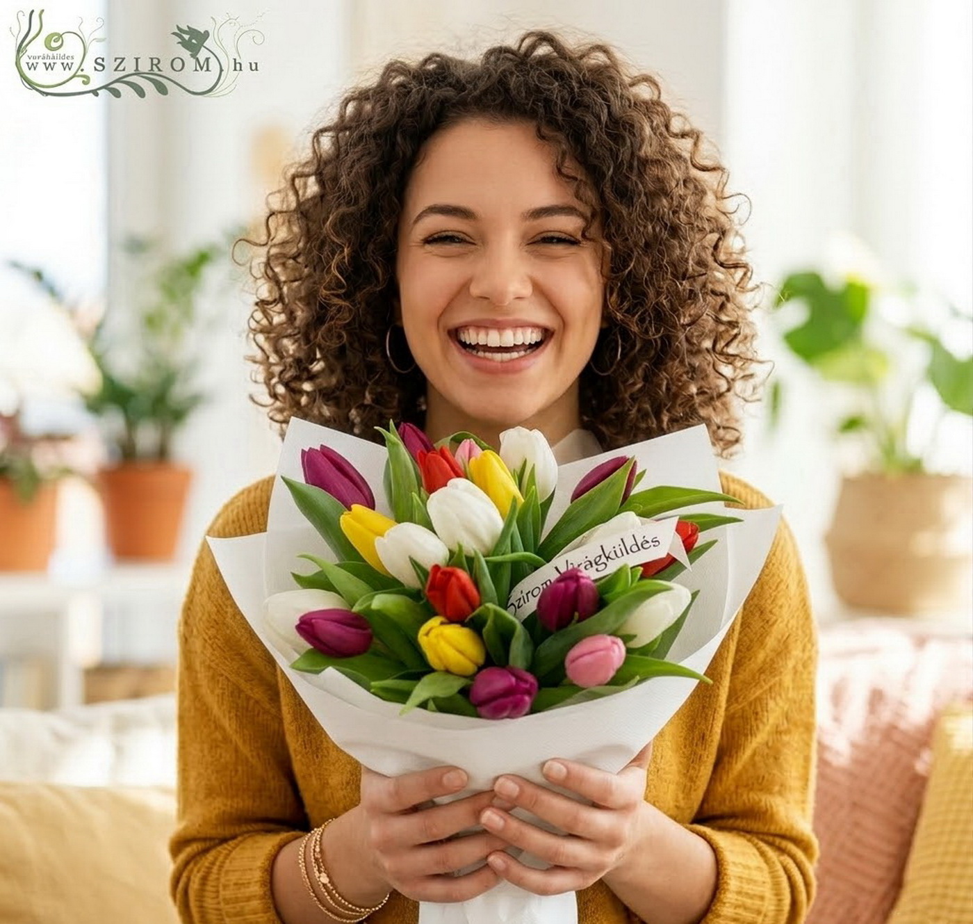 Virágküldés Budapest - 20 vegyes tulipán csokorban