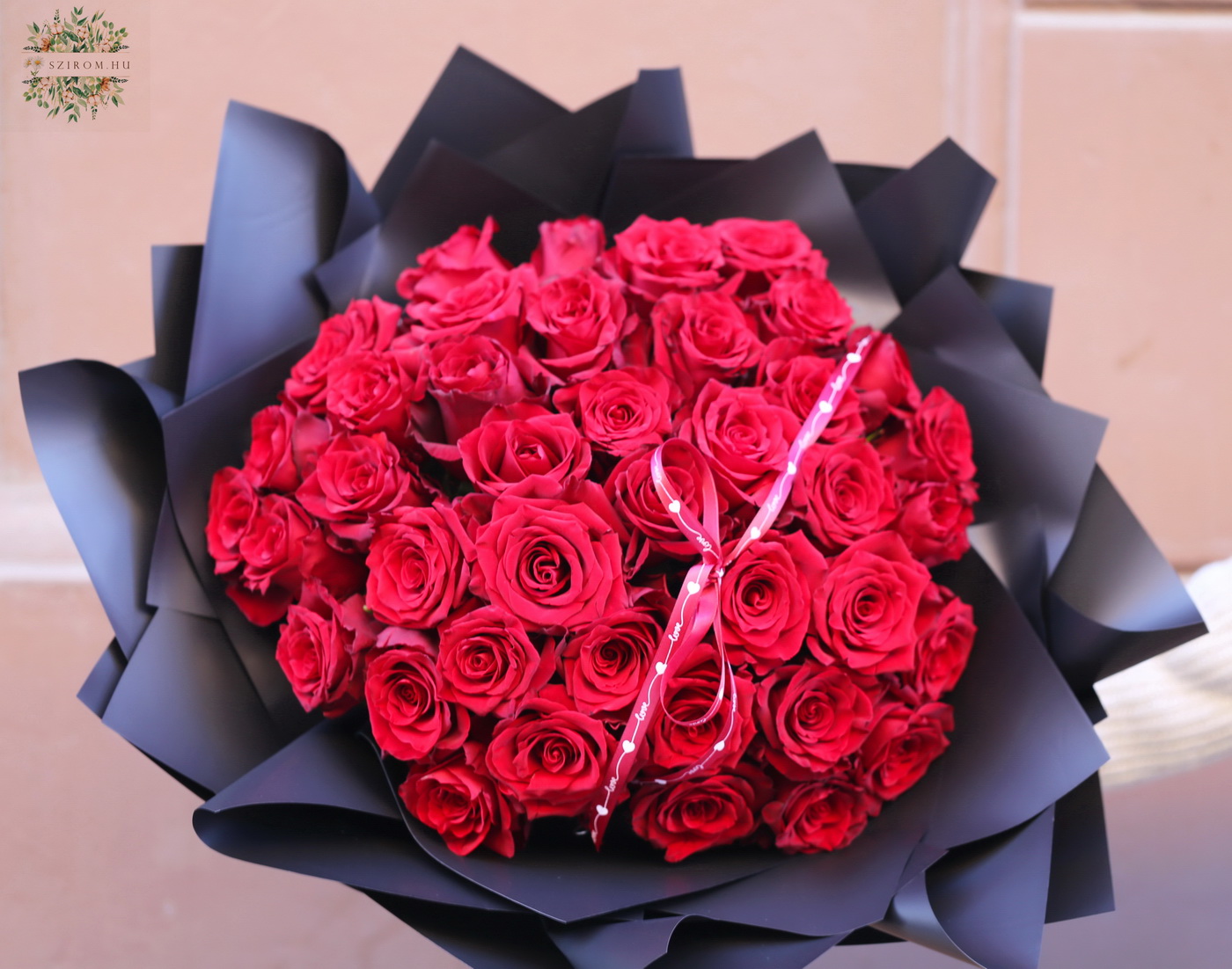 flower delivery Budapest - 40 red roses with black wrapping